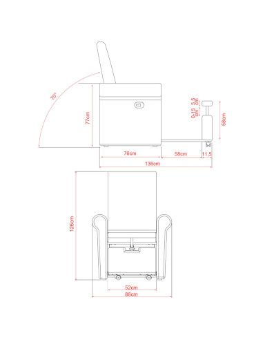 Sillón reclinable de pedicura negro de lujo | GoldBeauté