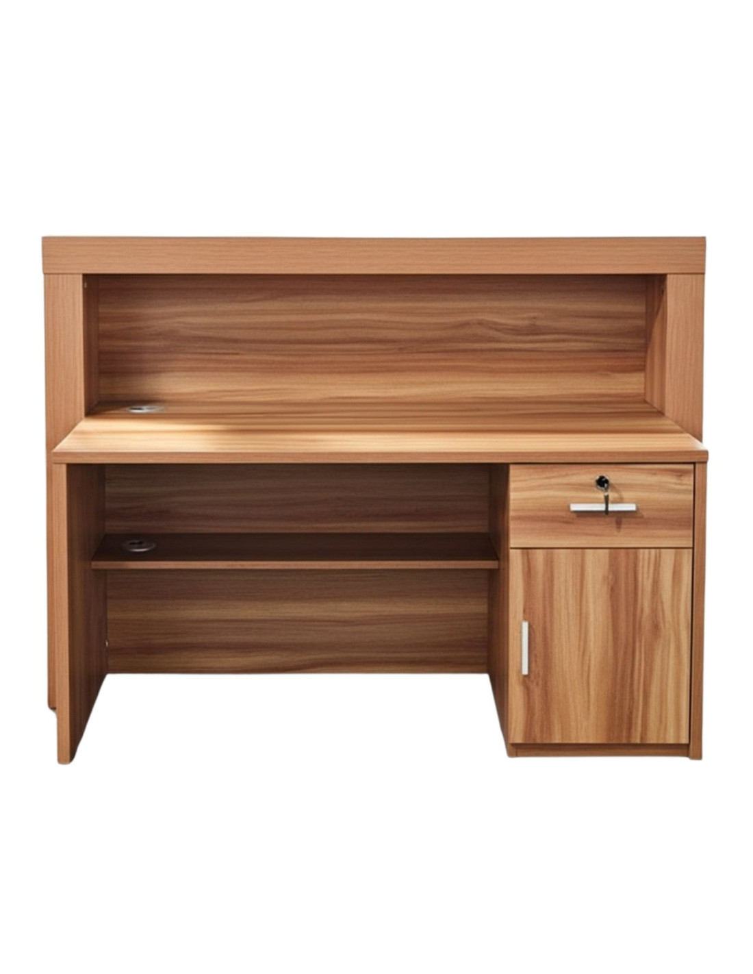 Bancone reception e cassa Arizona da 120 cm in legno effetto noce.