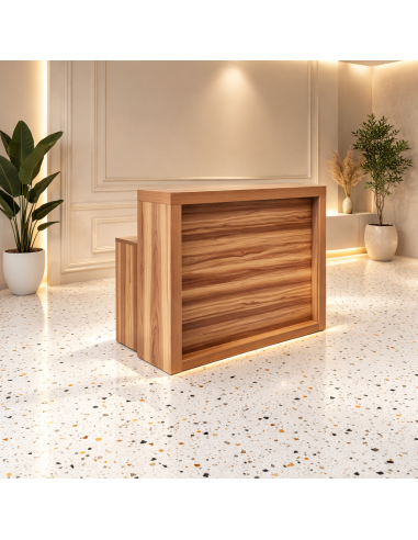 Mostrador de recepción Arizona de 120cm en madera imitación nogal.