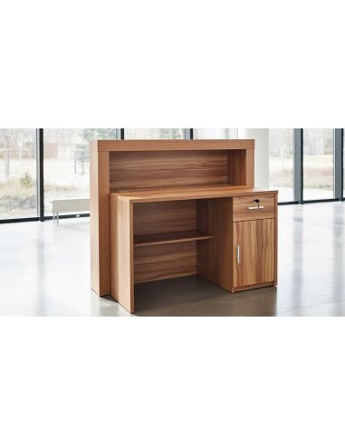 Mostrador de recepción Arizona de 120cm en madera imitación nogal.