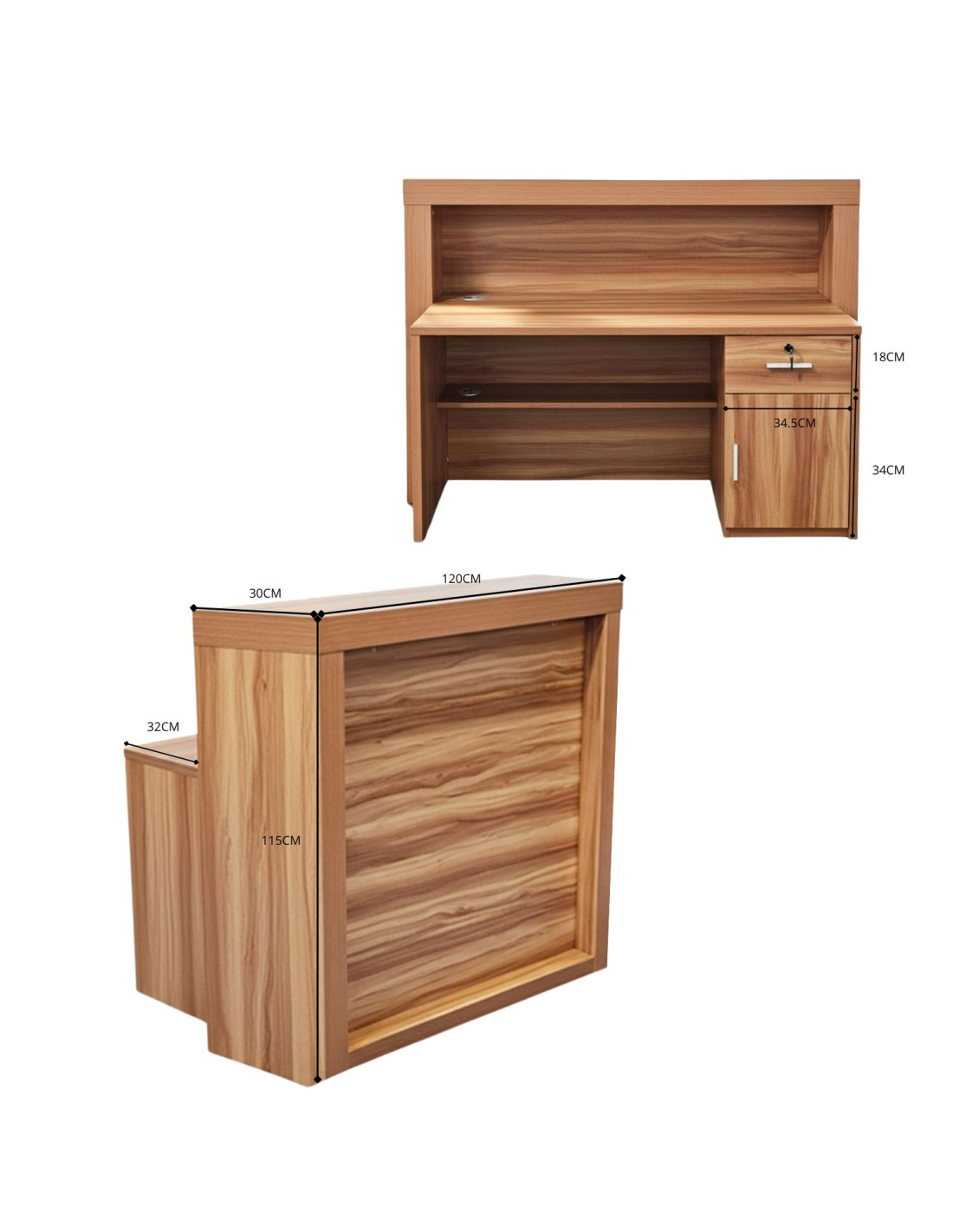 Arizona 120cm Wooden Reception/Checkout Counter | GoldBeauté