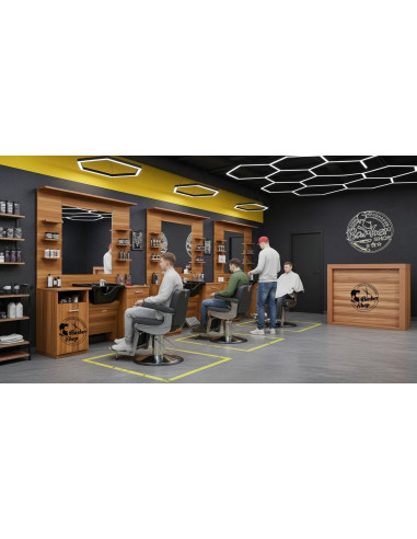 LOT 3 Poste Barber - Meuble barbier shop V3 BL