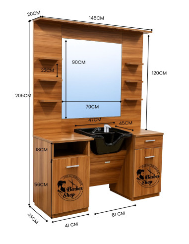 LOT 3 Poste Barber - Meuble barbier shop V3 BL