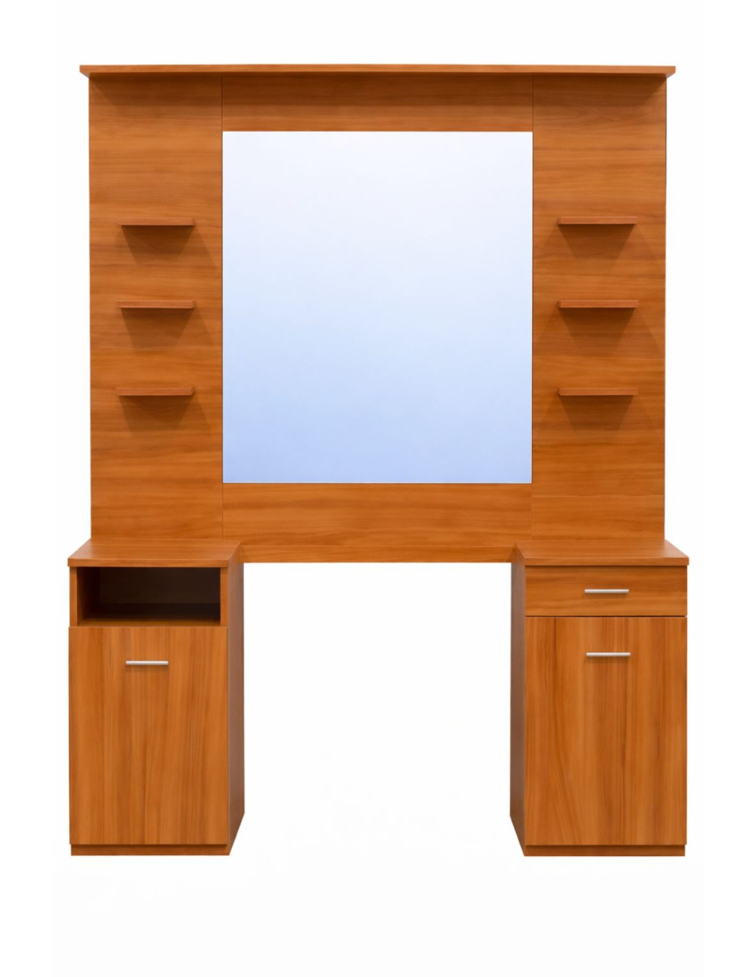 Postazione da barbiere a parete con specchio e contenitore | Arredamento per barbiere