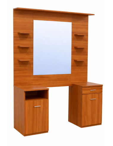 Wall-Mounted Barber Shop Station with Mirror & Storage | Barber Shop Furniture