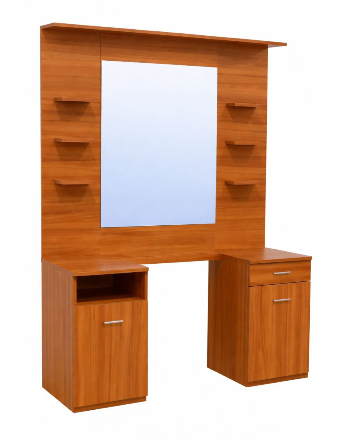 Wall-Mounted Barber Shop Station with Mirror & Storage | Barber Shop Furniture