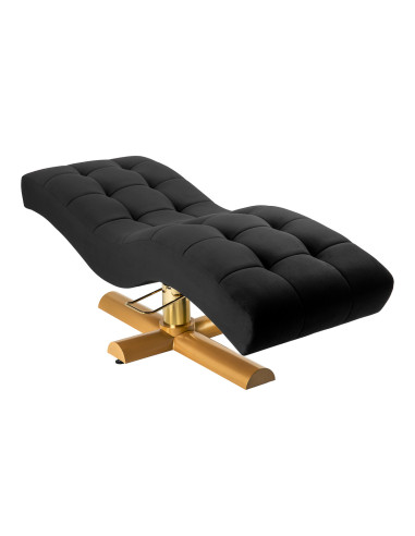 LORA Eyelash Extension Bed – Black & Gold Hydraulic Aesthetic Table