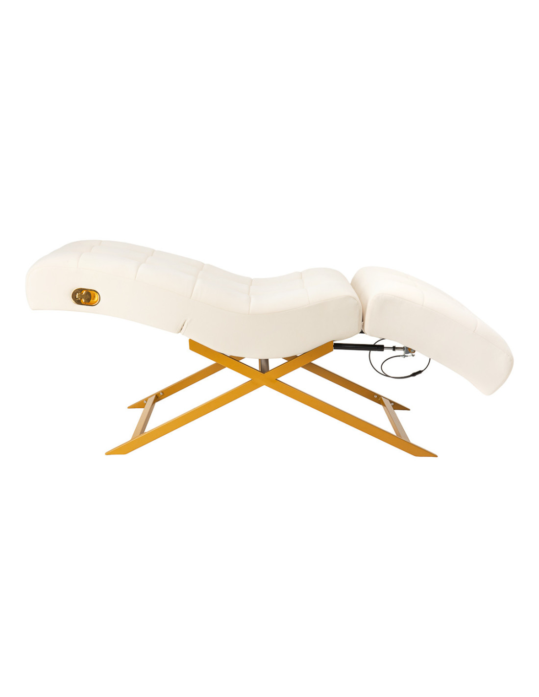 Mesa de extensión de pestañas Lïna – Mesa de belleza de terciopelo blanco y dorado