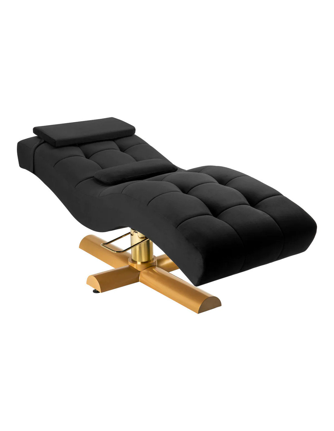 LORA Eyelash Extension Bed – Black & Gold Hydraulic Aesthetic Table