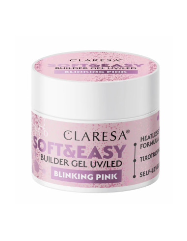 Claresa Soft&Easy Builder Gel, Flashing Pink, 45g
