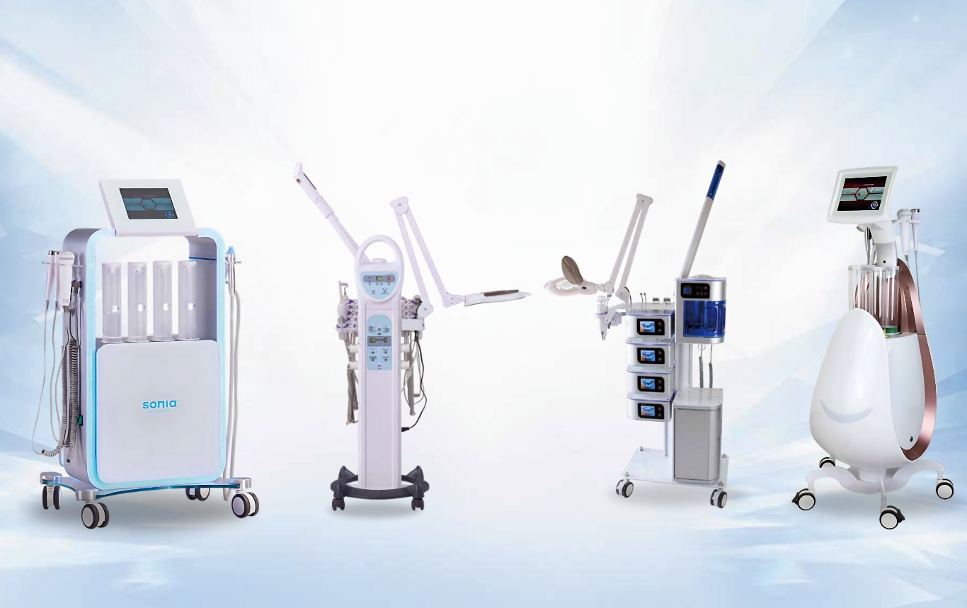 Appareils esthétiques professionnels multifonctions Goldbeaute pour instituts de beauté et spas – Vapozone, radiofréquence, ultrasons, hydrofacial et technologies de soins visage et corps haut de gamme