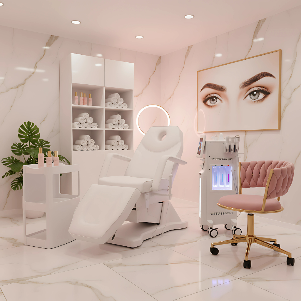 Sillon Zachte witte elektrische cosmetische stoel met 1 motor, gemotoriseerde hoogteverstelling, ergonomische zitting, verfijnd en comfortabel ontwerp voor schoonheidssalons, esthetische praktijken, gezichts- en lichaamsbehandelingen, hoogwaardige professionele cosmetische stoel, ideaal voor schoonheidsspecialisten, spa's en wellnesscentra.