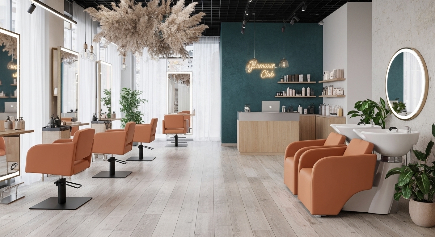 Brauner Friseurstuhl Bellagio mit elegantem Design und erstklassigem Komfort, ideal für moderne Friseursalons und professionelle Schönheitsbereiche.