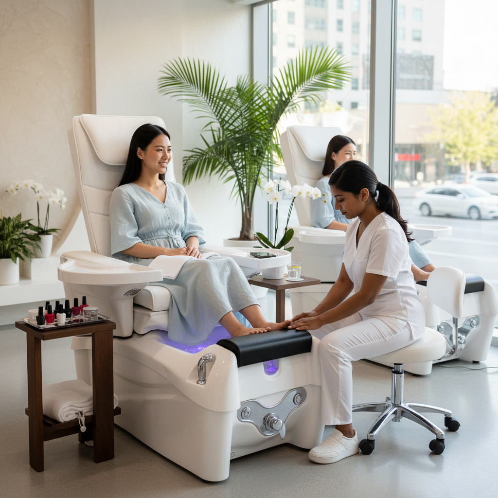 Deliver a complete wellness experience with the Omega professional pedicure chair. Designed for beauty salons, spas, and high-end pedicure salons, this 3-in-1 model combines elegance, comfort, and cutting-edge technology.