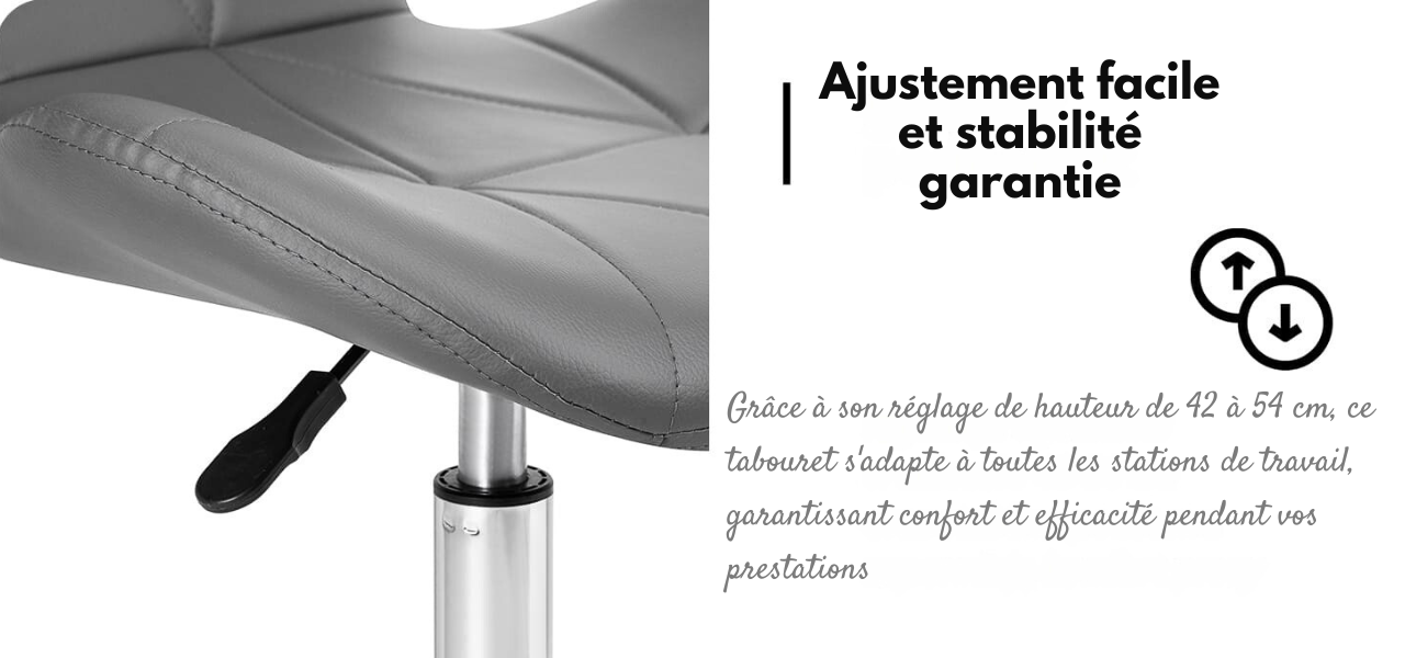 Elegancia grey cosmetic stool with chrome base