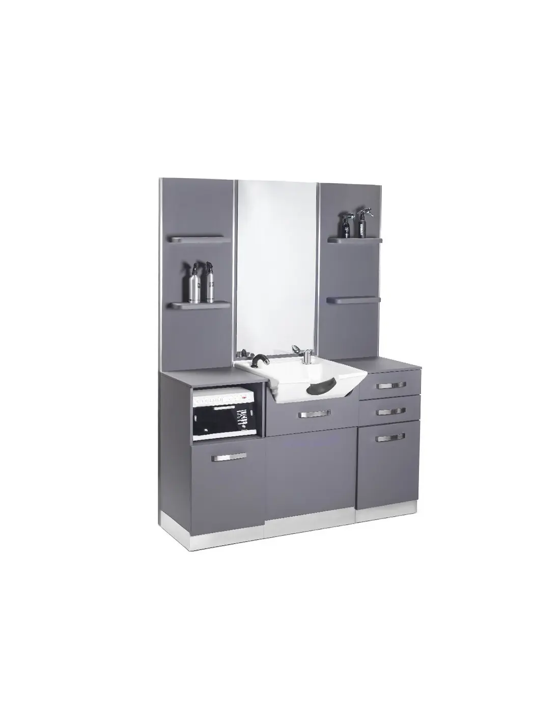 Tocador de barbero con lavabo gris 