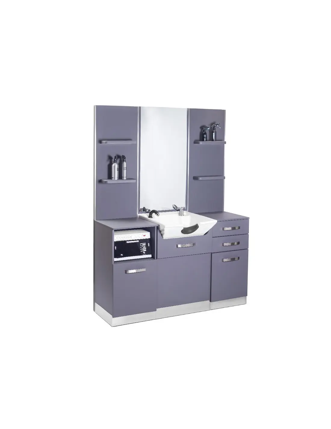 Tocador de barbero con lavabo gris 