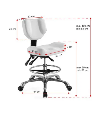 COSMETIQUE A-4299 WHITE rolling stool