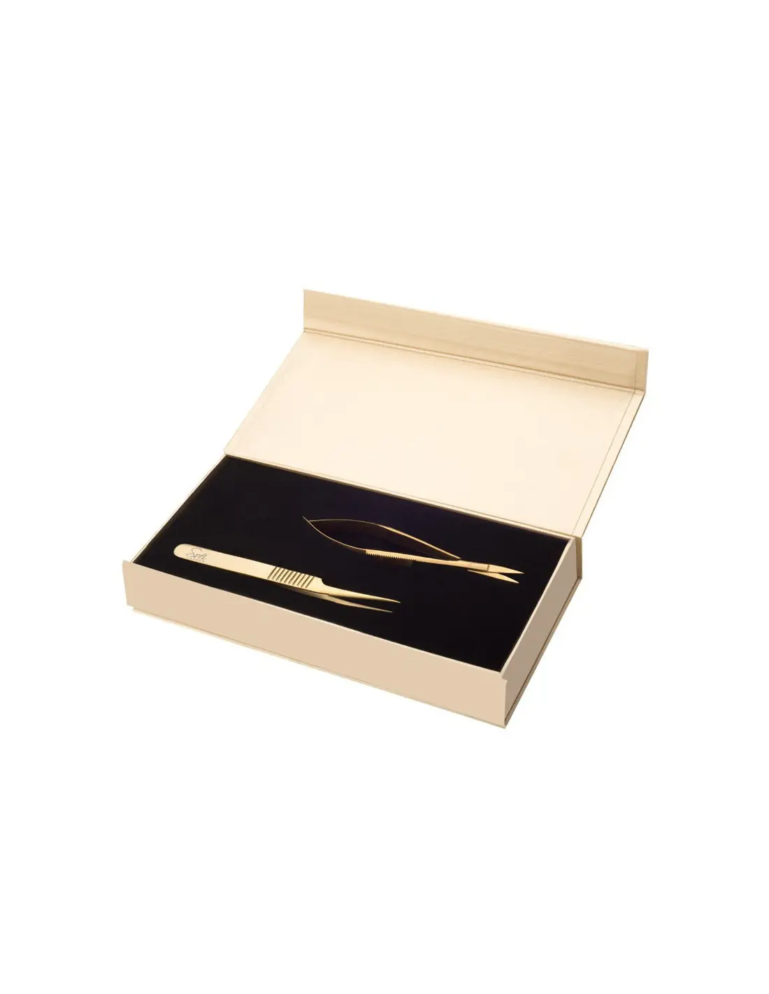 Sofi wimperset met schaar en rechte pincet titanium goud 
