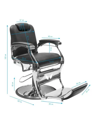 Sillón de barbero Angelo – Tapizado en negro y cromado retro-chic