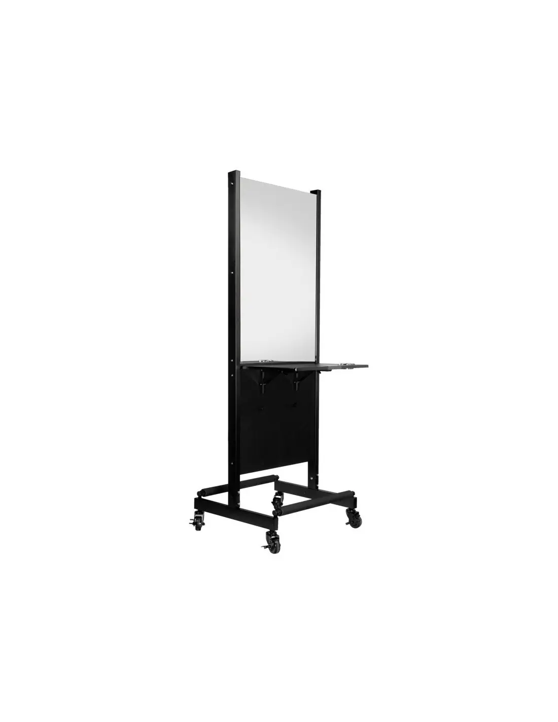 Consolle da parrucchiere mobile bifacciale nera 