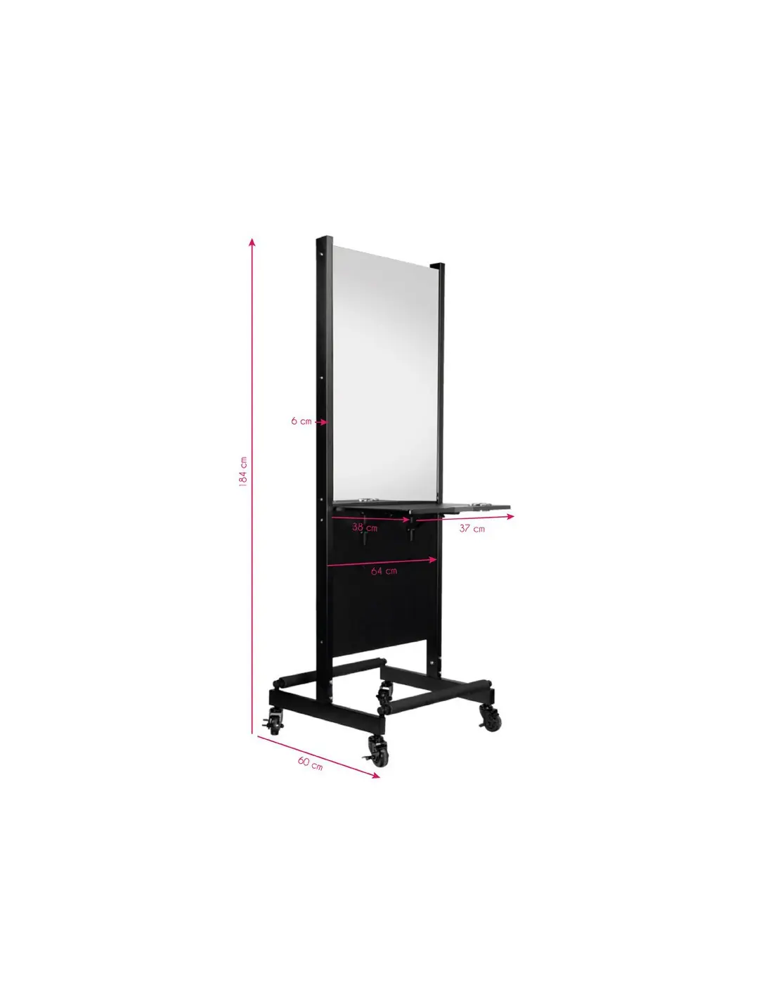 Consolle da parrucchiere mobile bifacciale nera 