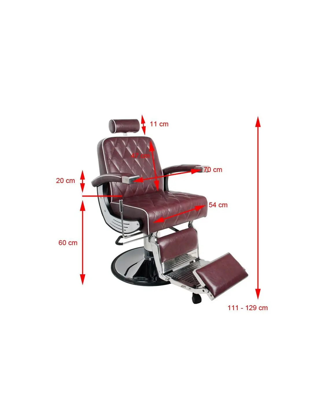 Silla de barbero Imperial Bordeaux: estilo retro y ergonomía profesional
