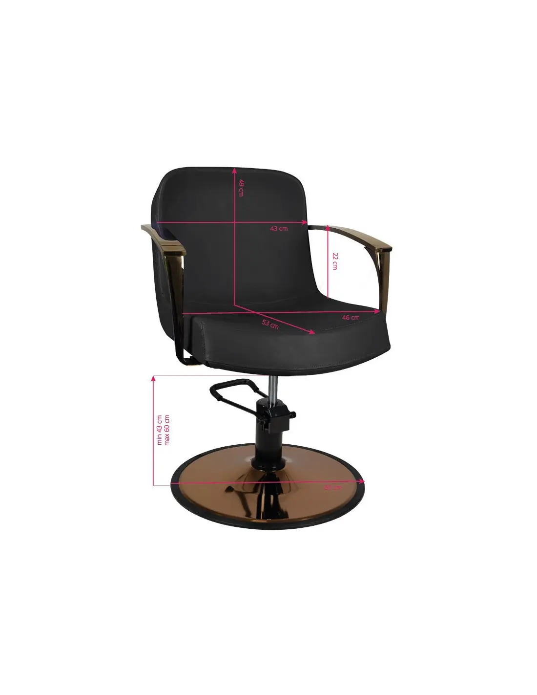 Bolonia black copper hairdressing chair {attributes}
