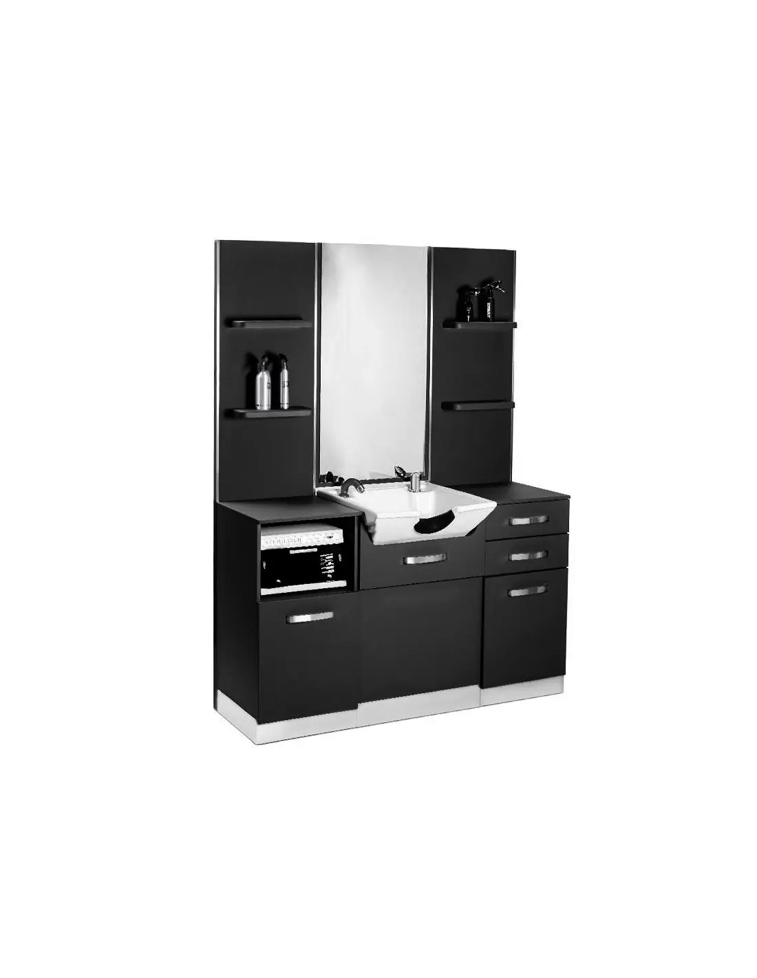 Coiffeuse barbier avec lavabo noir 