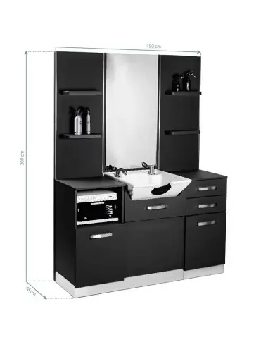 Barber Styling station with black sink 