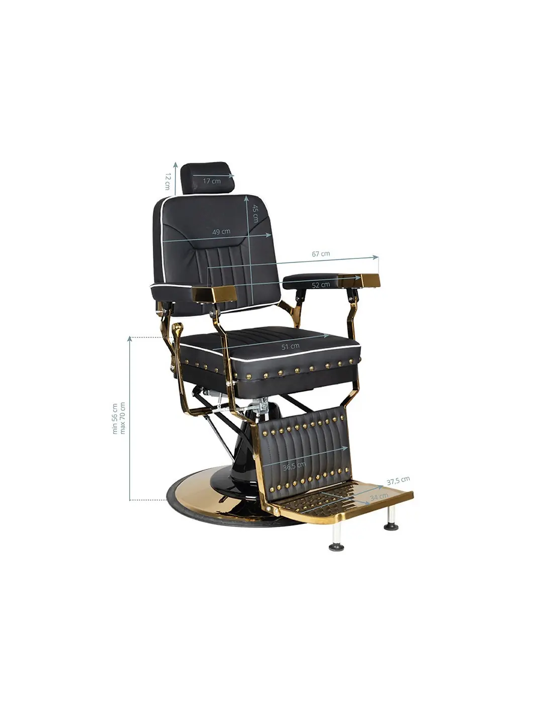 Poltrona da barbiere Filippo Gold Black – Elegante trono professionale