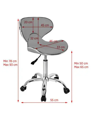 Stool on casters 130597 GABBIANO TABORET KOSMETYCZNY Q-4599 SZARY