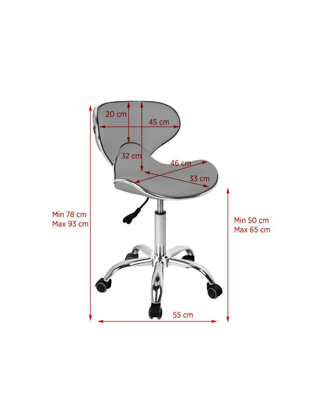 Tabouret roulettes 130597 GABBIANO TABORET KOSMETYCZNY Q-4599 SZARY