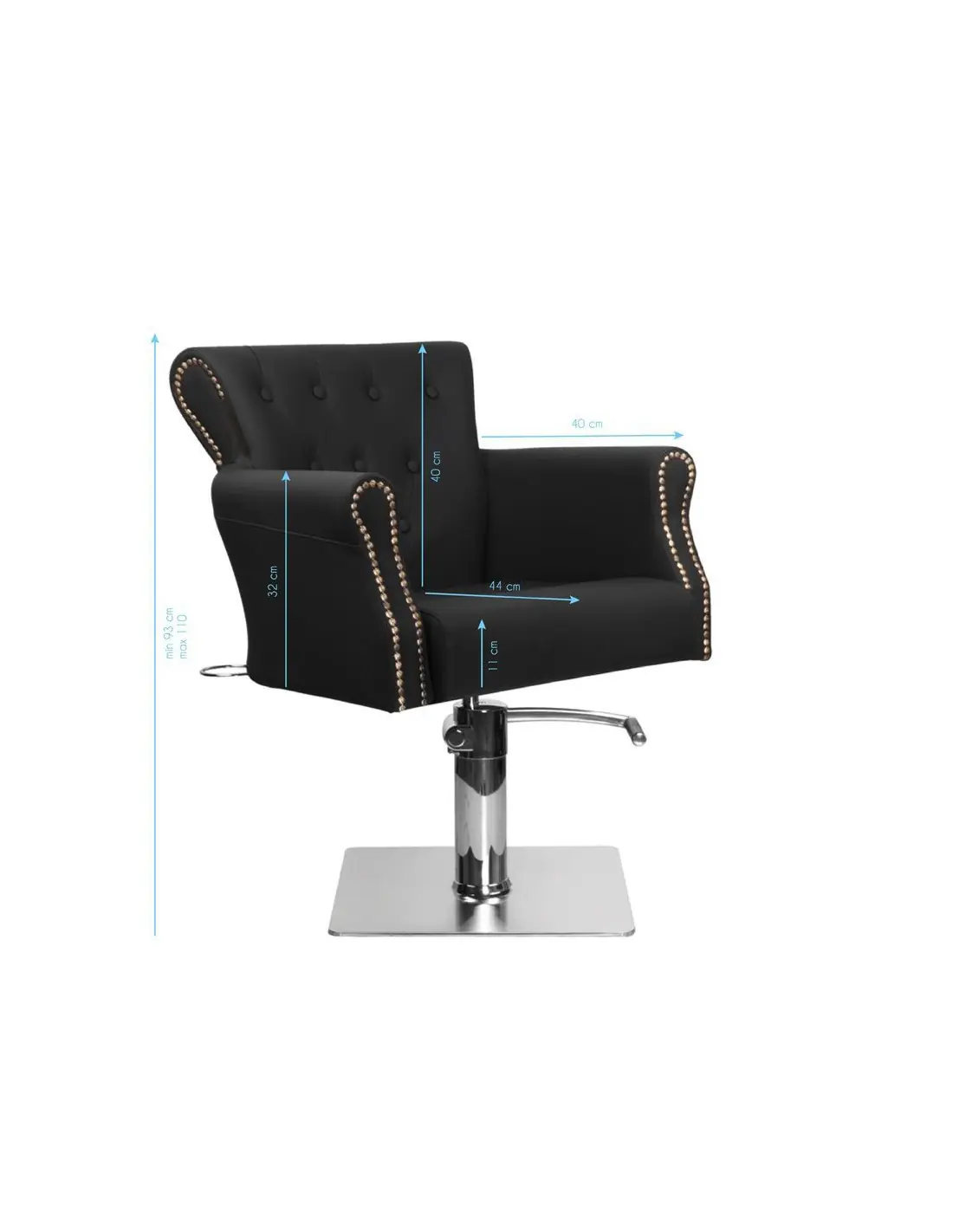 Sillón de peluquería acolchado alberto negro 