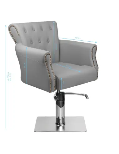 Sillón de peluquería acolchado alberto gris 