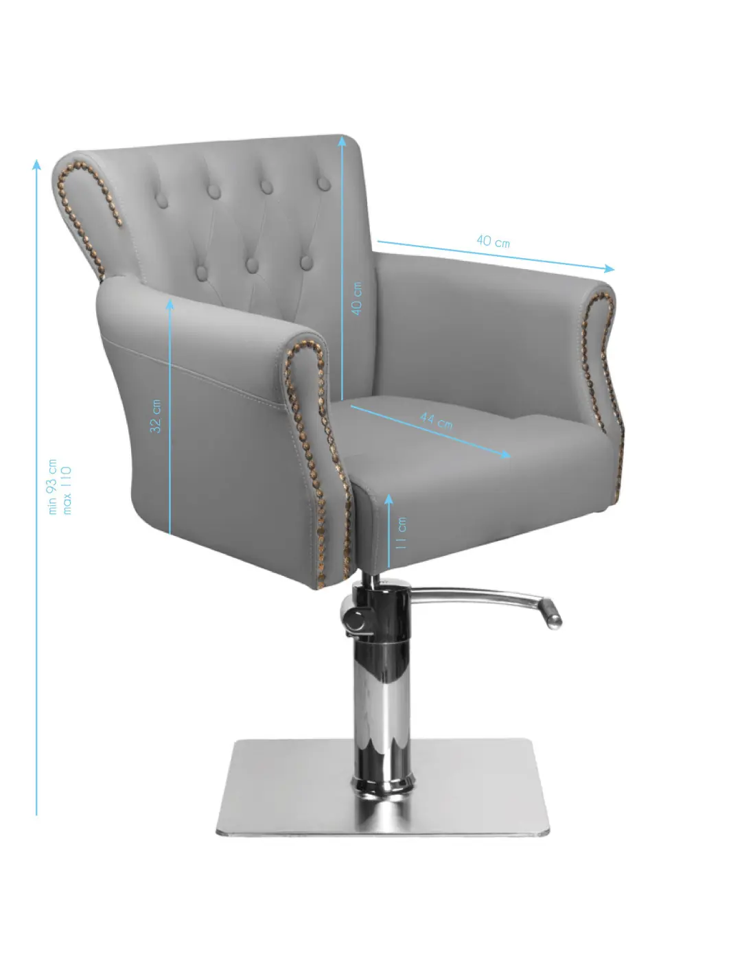 Sillón de peluquería acolchado alberto gris 