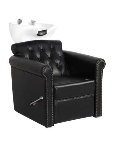 Bac à shampoing berlin capitonné avec repose jambes noir 
