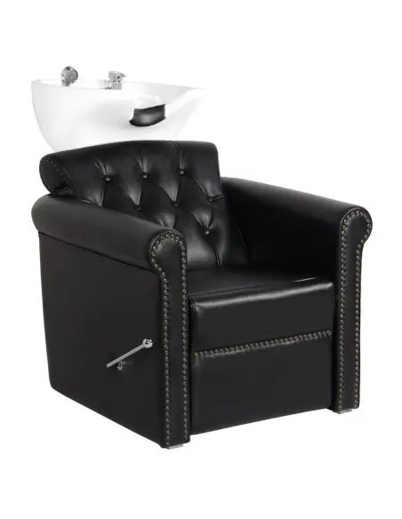 BAC À SHAMPOING BERLIN CAPITONNÉ AVEC REPOSE JAMBES NOIR 