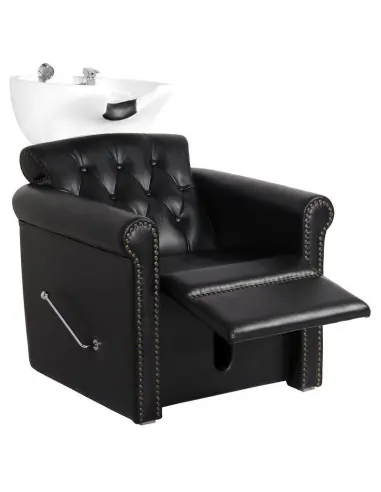 Bac a Shampoing Bac à shampoing berlin capitonné avec repose jambes noir 