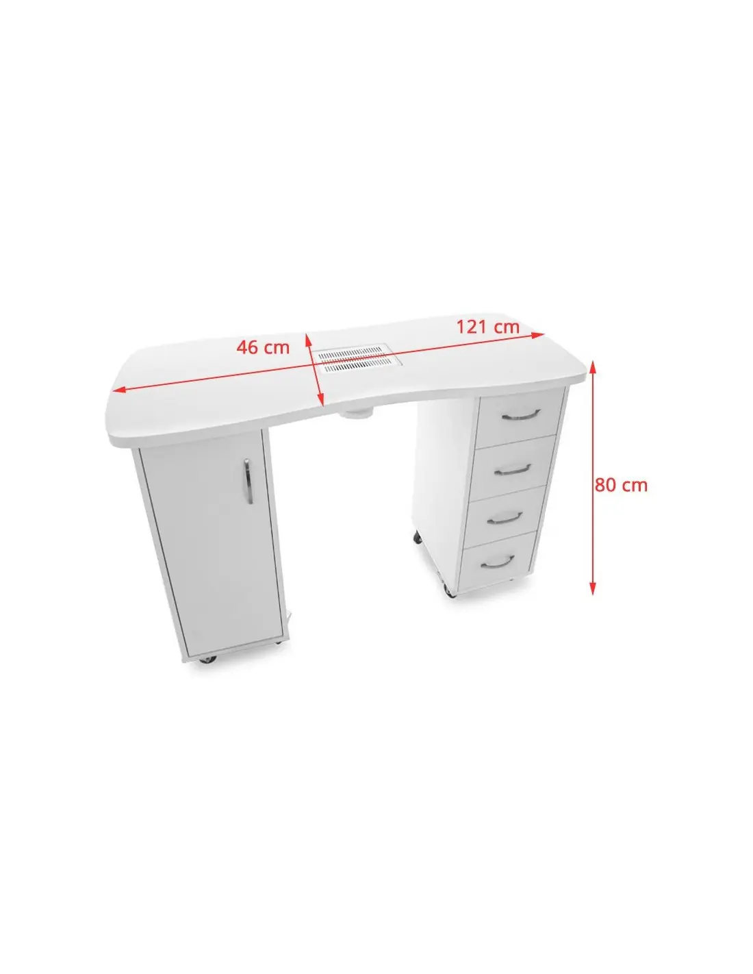 Manicure Tables 106681 Valentina Manicure Table White with Vacuum Cleaner