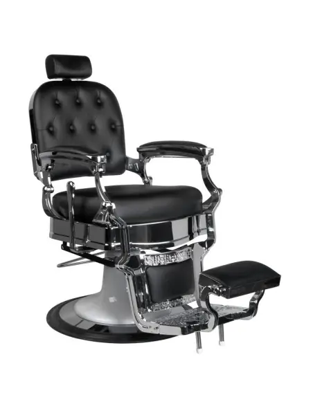 Ernesto Upholstered Barber chair – Silver & Black – Retro Look & Professional Comfort 