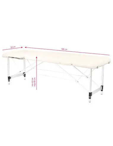 Stół do masażu 126960 WYGODNY PRZENOŚNY STÓŁ DO MASAŻU ALUMINIUM 2 SEKCJE KREM