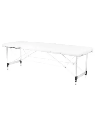 Table de Massage 126962 TABLE DE MASSAGE PORTABLE CONFORTABLE ALUMINIUM 2 SECTIONS BLANC