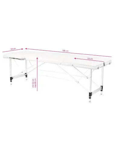 Associate Article 126968 STÓŁ SKŁADANY DO MASAŻU ALUMINIOWY KOMFORT 3 SEGMENTOWY WHITE
