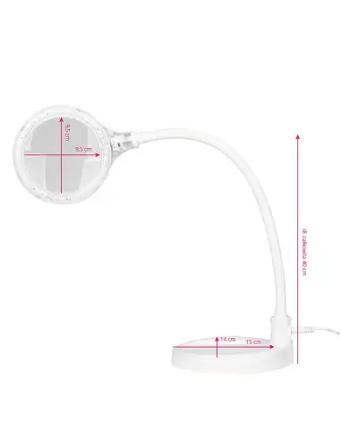 Lupa elegante elegante lamp 30 led smd 5d with base and clip for desk