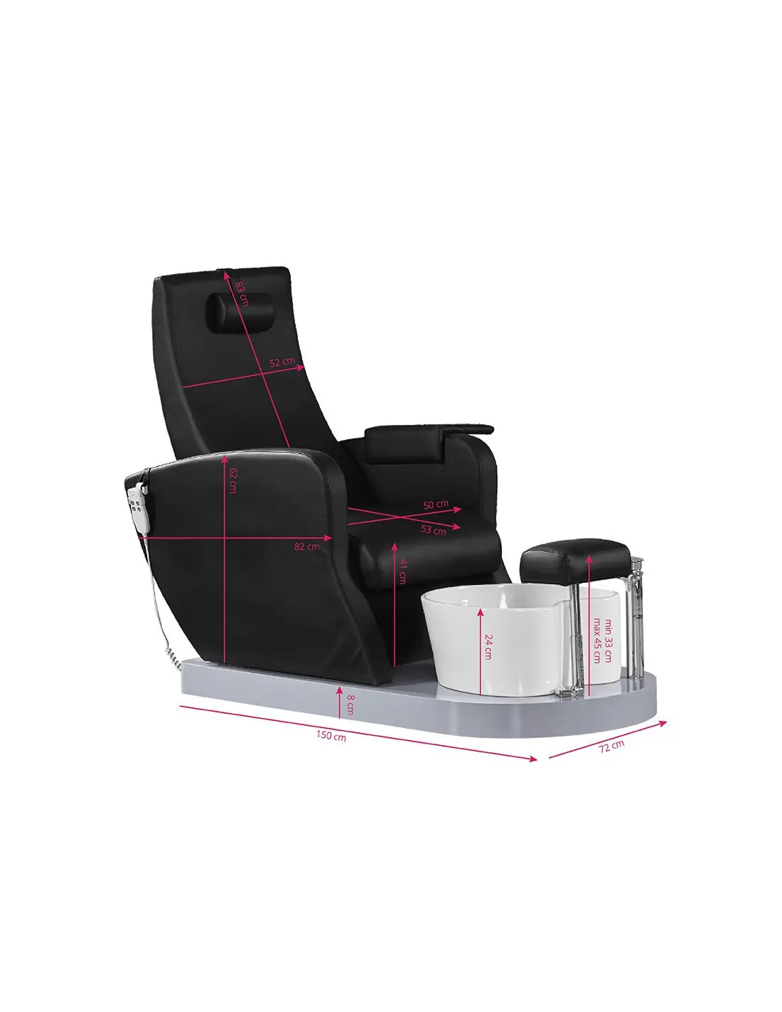 Fauteuil Pédicure Spa Massant 132920 Fauteuil spa pour pédicure noir avec pompe
