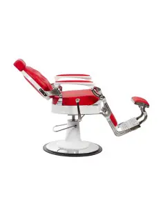 Cadeira de barbeiro Florence vermelha e branca – visual retrô e conforto profissional