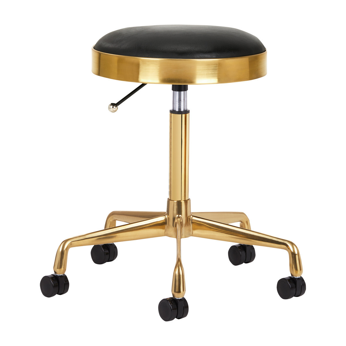 Tabouret Luxe Gold avec structure dorée et assise noire