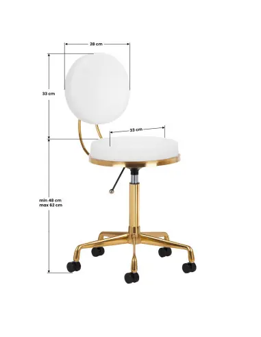 Hocker mit Rollen 140260 Kosmetikhocker h5 weiß gold