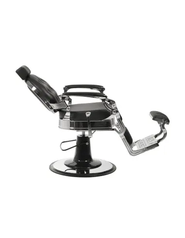 Fauteuil Barbier Florence Noir-Argent – Style Métal Vintage & Confort Pro 